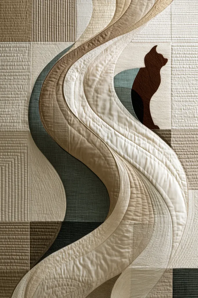 Sophisticated Neutral Tone Cat Quilt Ideas for Calm, Cozy Interiors