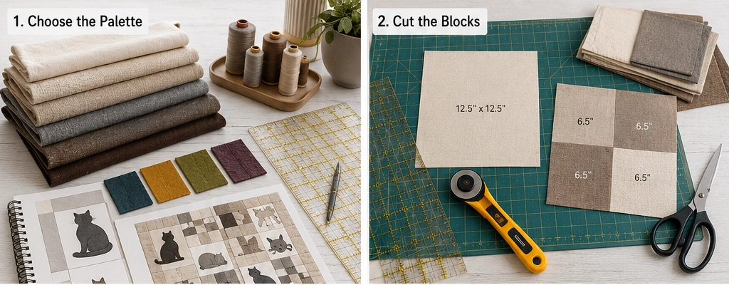 Sophisticated Neutral Tone Cat Quilt Ideas for Calm, Cozy Interiors