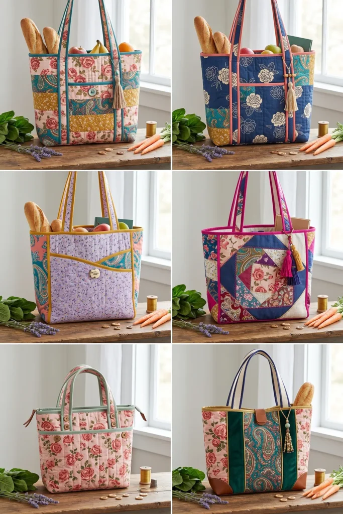 Spacious Floral Boho Quilt Shopper Totes for Effortless Elegance