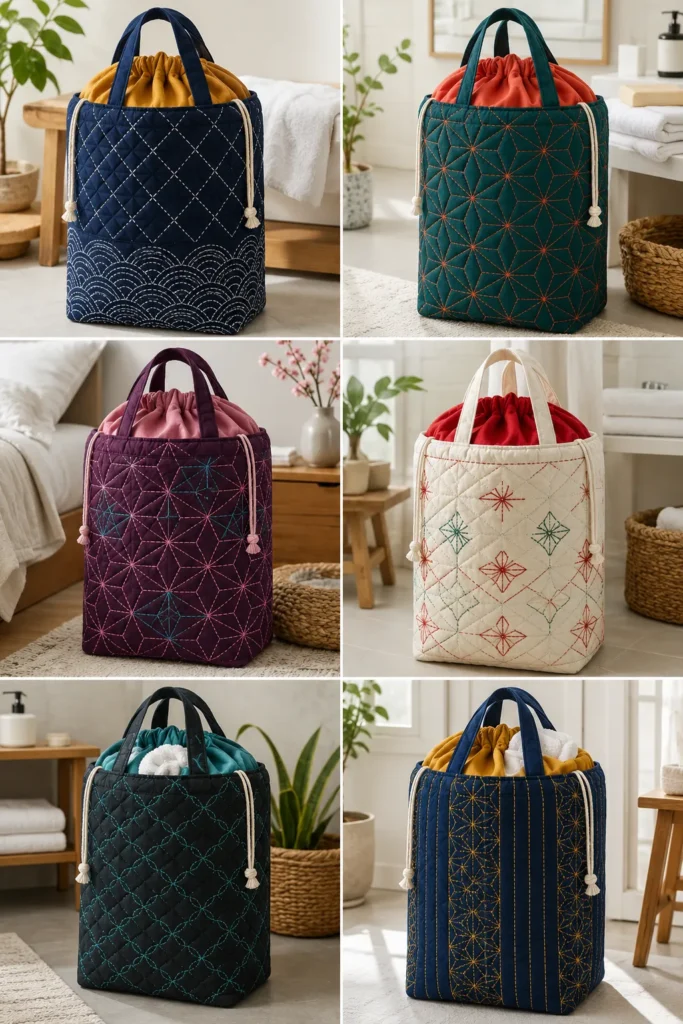 Spacious Japanese Quilted Laundry Bags for Chic Home Organization