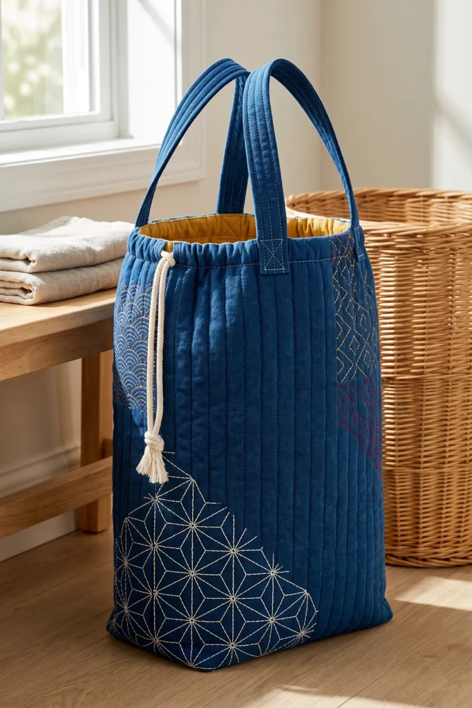 Spacious Japanese Quilted Laundry Bags for Chic Home Organization
