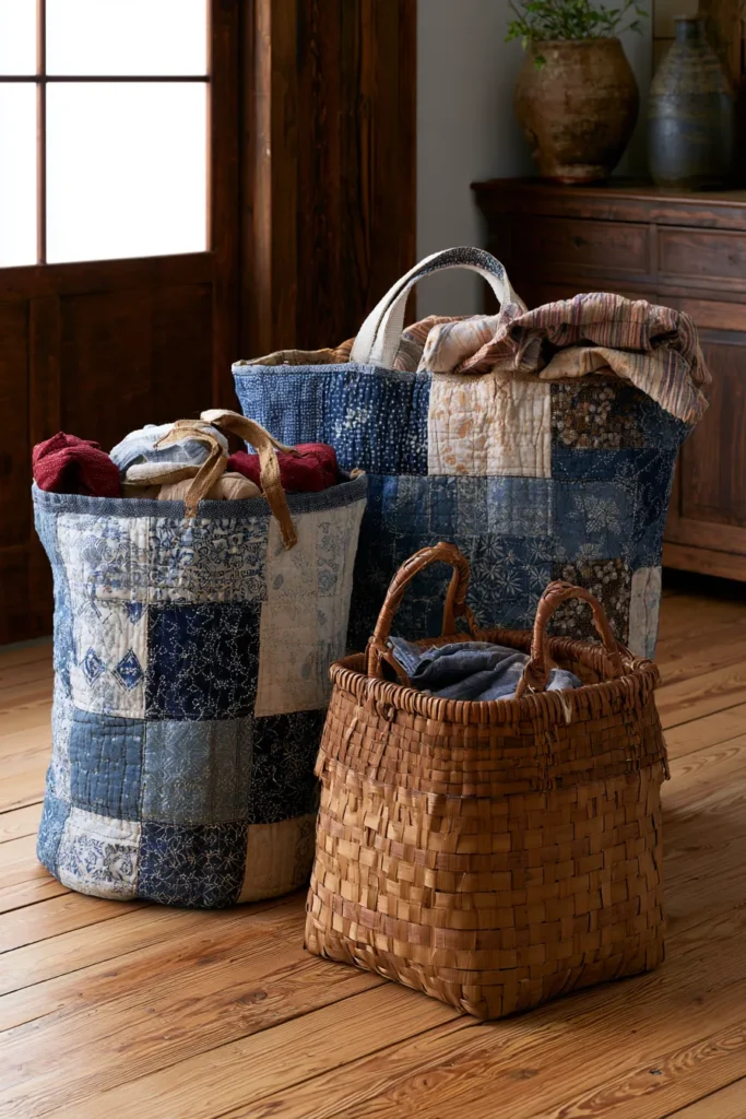 Spacious Japanese Quilted Laundry Bags for Chic Home Organization