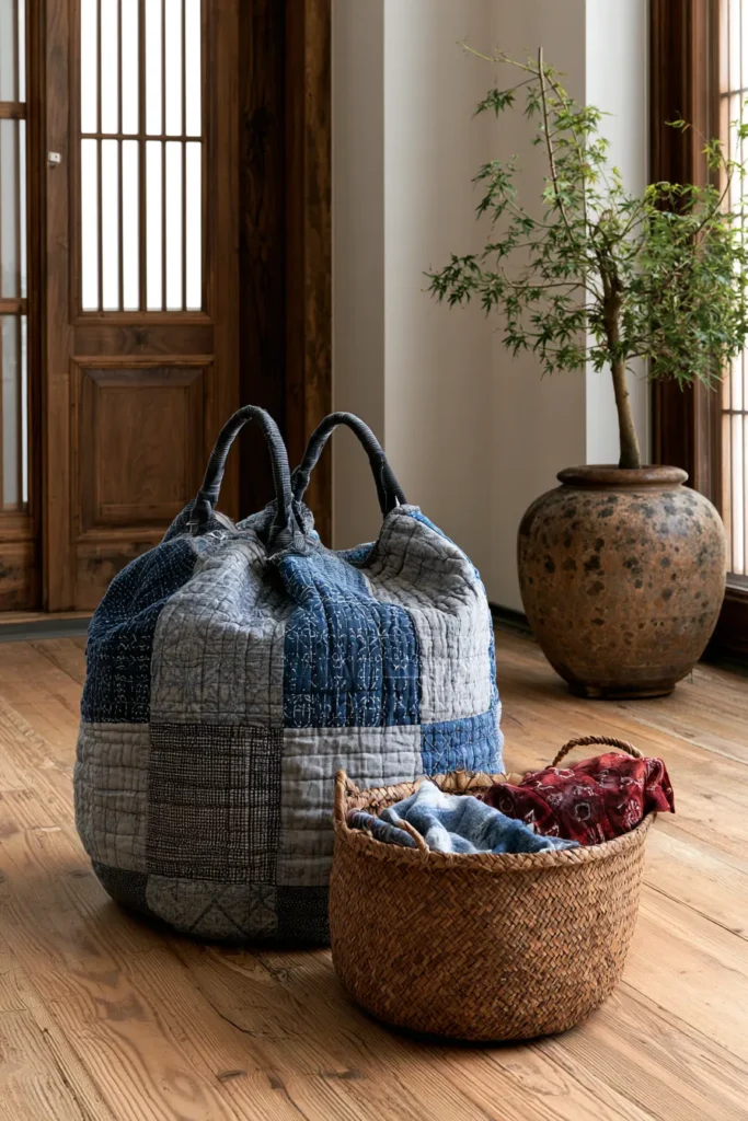 Spacious Japanese Quilted Laundry Bags for Chic Home Organization