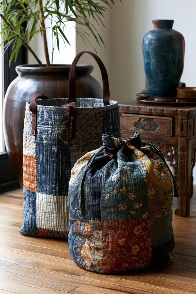 Spacious Japanese Quilted Laundry Bags for Chic Home Organization