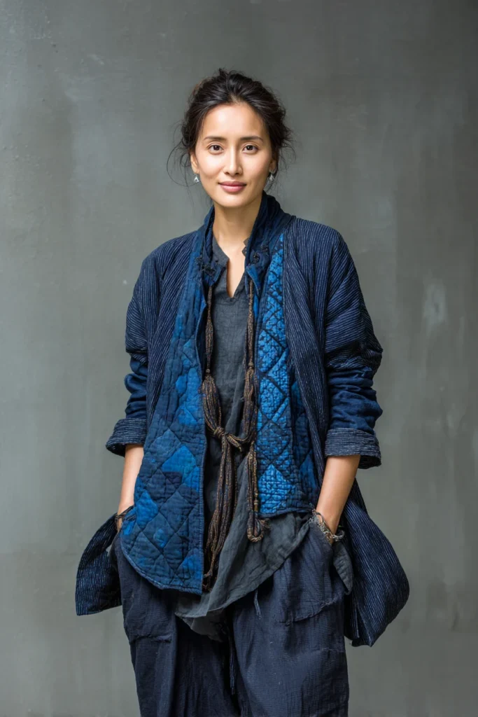 Stylish Indigo Dyed Quilted Tops for Chic and Comfortable Layering