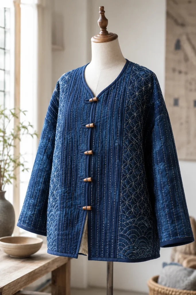 Stylish Indigo Dyed Quilted Tops for Chic and Comfortable Layering