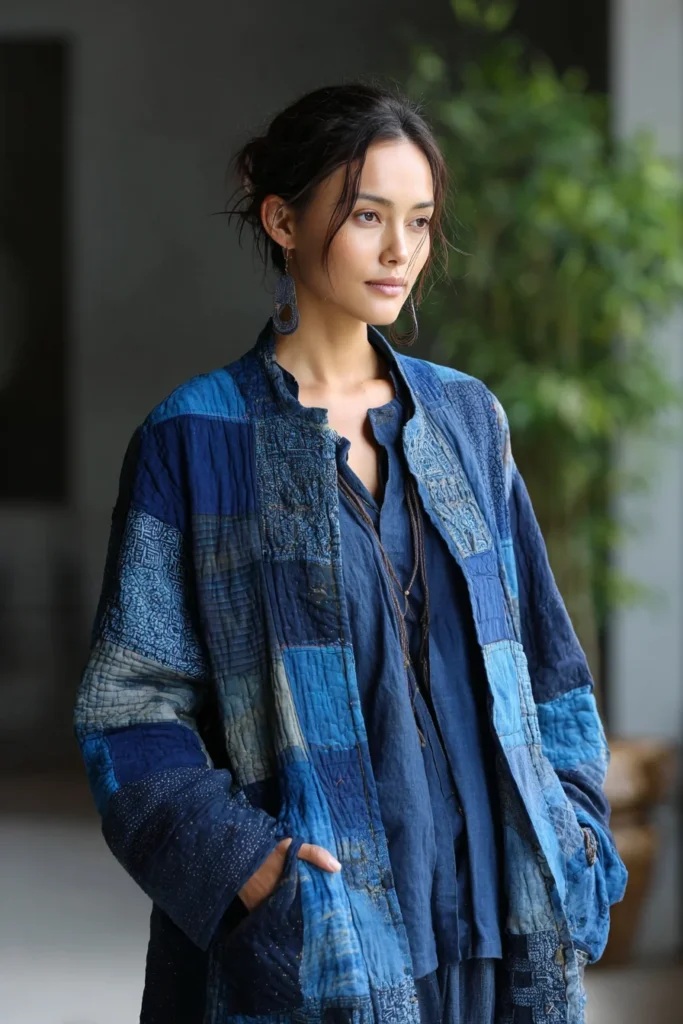 Stylish Indigo Dyed Quilted Tops for Chic and Comfortable Layering