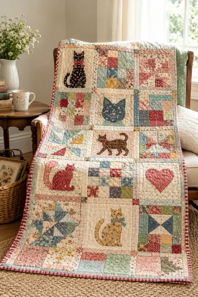 Vintage-Inspired Patchwork Cat Quilt Concepts for Relaxed Everyday Charm