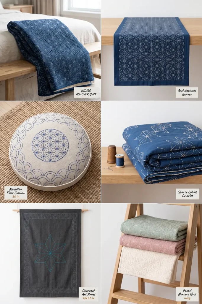 Asanoha Hemp Leaf Sashiko Quilts for Elegant Bedrooms