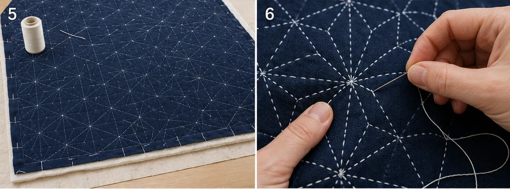 Asanoha Hemp Leaf Sashiko Quilts for Elegant Bedrooms