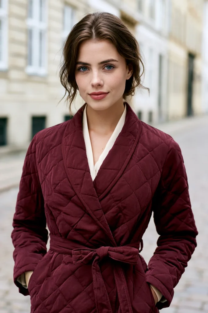 Belted Wrap Quilted Jacket for Polished, Tailored Elegance