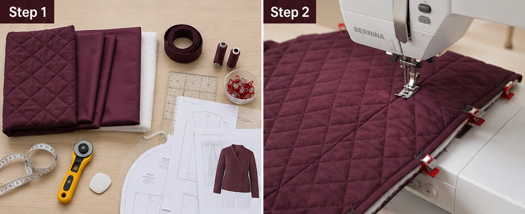 Belted Wrap Quilted Jacket for Polished, Tailored Elegance