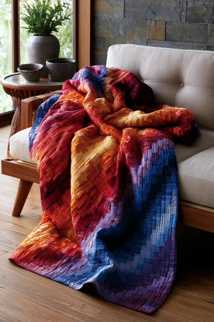 Bold Color Wave and Ombre Bargello Patterns for Elegant Living Rooms