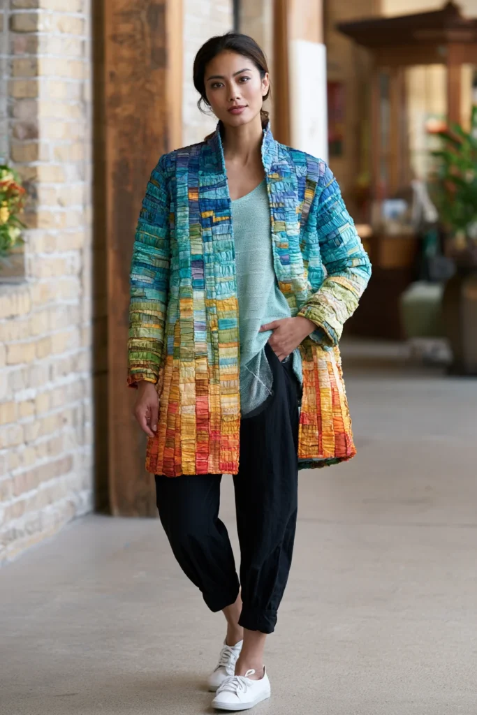 Bold Ombre Jelly Roll Quilt Jackets for Stylish Statement Outerwear