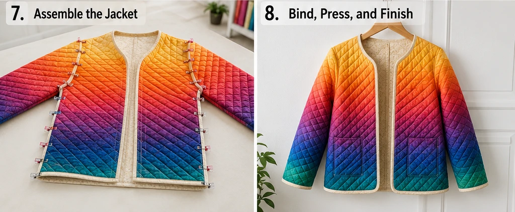 Bold Ombre Jelly Roll Quilt Jackets for Stylish Statement Outerwear