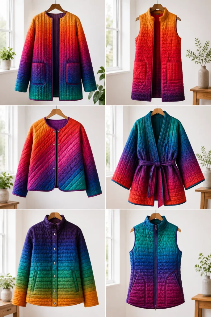 Bold Ombre Jelly Roll Quilt Jackets for Stylish Statement Outerwear