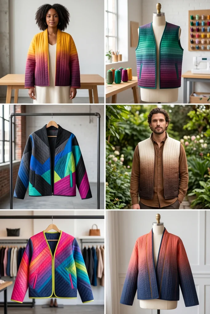 Bold Ombre Jelly Roll Quilt Jackets for Stylish Statement Outerwear