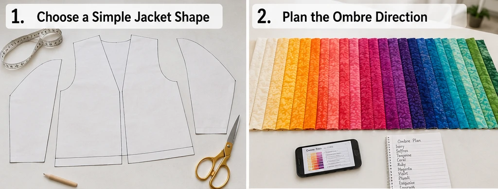 Bold Ombre Jelly Roll Quilt Jackets for Stylish Statement Outerwear