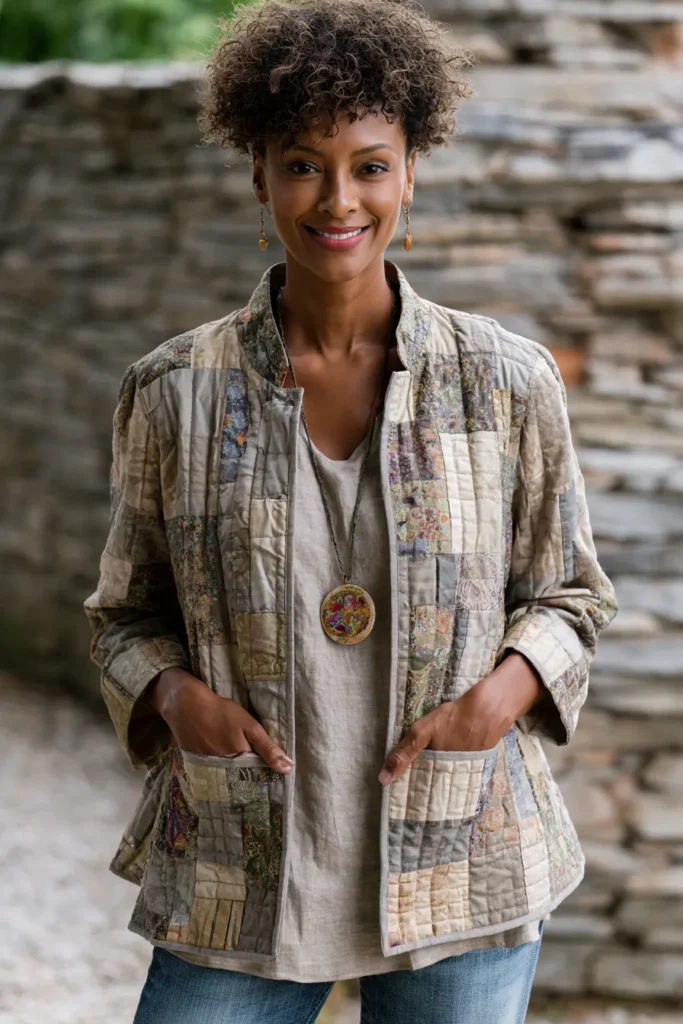 Chic Neutral Tone Jelly Roll Quilted Jackets for Minimalist Everyday Elegance
