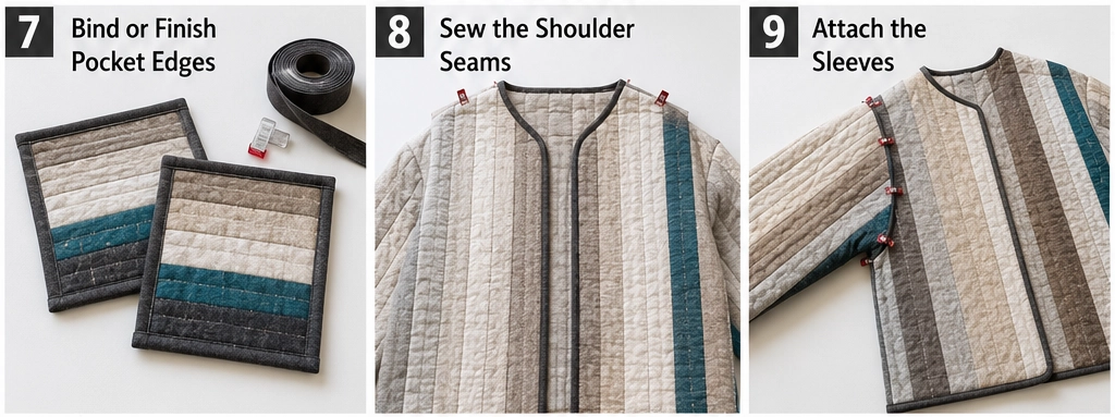 Chic Neutral Tone Jelly Roll Quilted Jackets for Minimalist Everyday Elegance