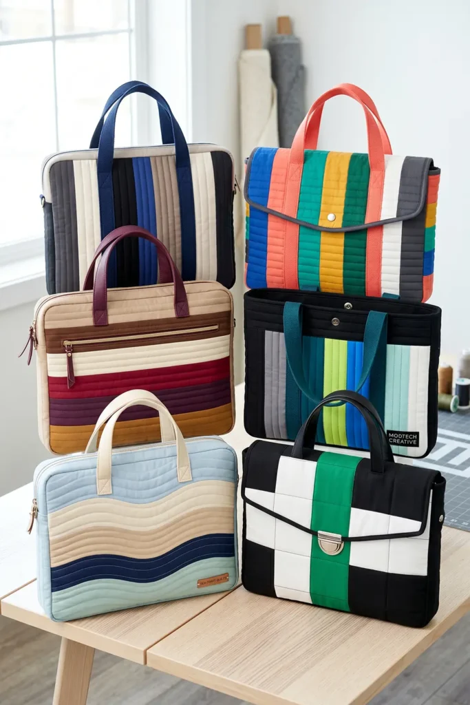 Chic Padded Jelly Roll Quilted Laptop Bags for Stylish Professionals