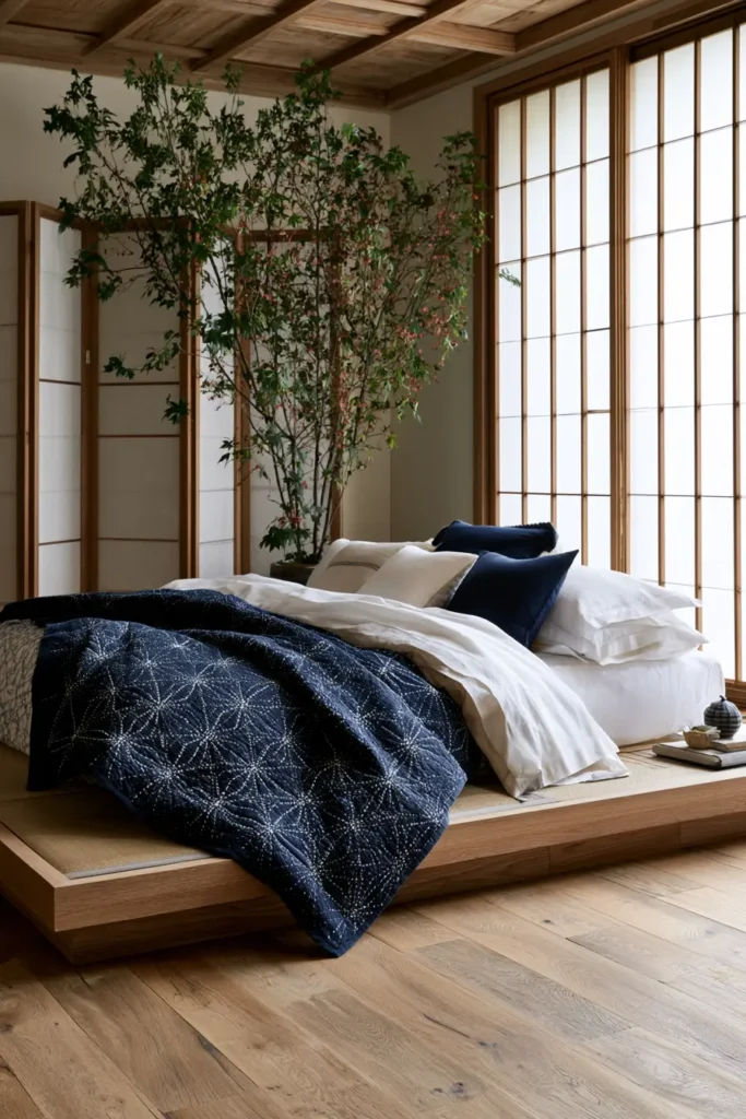 Classic Indigo and White Sashiko Quilts for Elegant Spaces