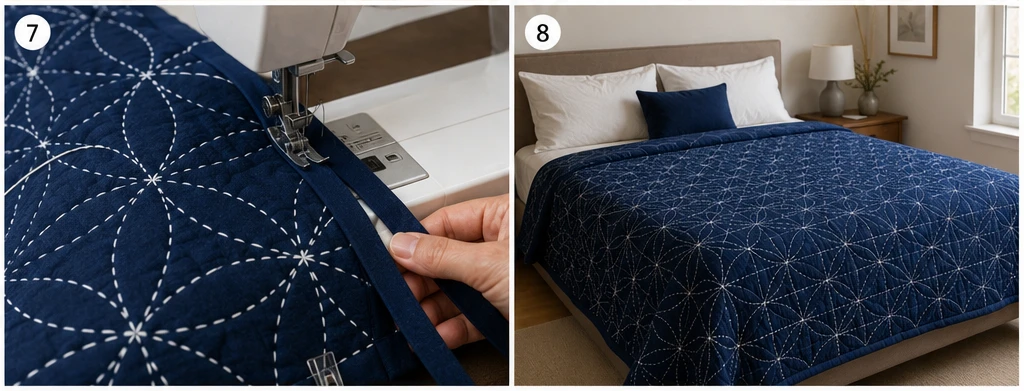 Classic Indigo and White Sashiko Quilts for Elegant Spaces