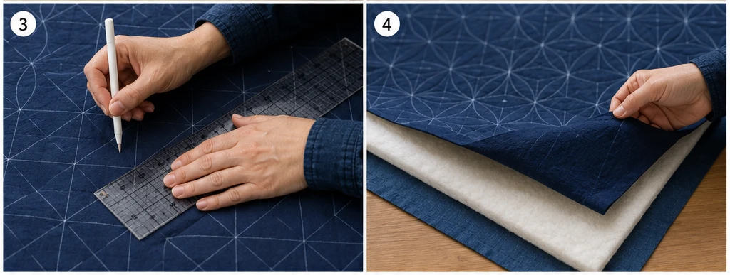 Classic Indigo and White Sashiko Quilts for Elegant Spaces