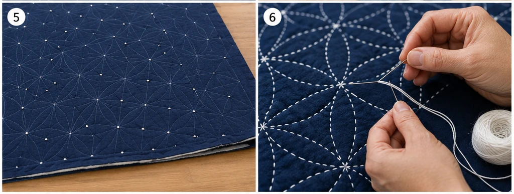 Classic Indigo and White Sashiko Quilts for Elegant Spaces