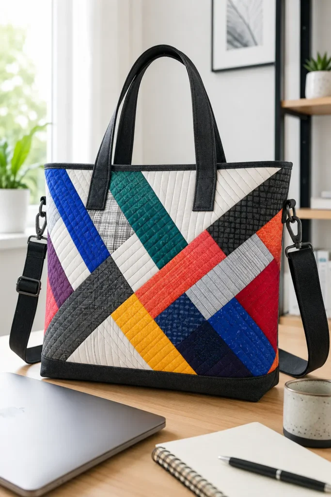Convertible Geometric Jelly Roll 16-inch Laptop Totes for Creative Remote Work