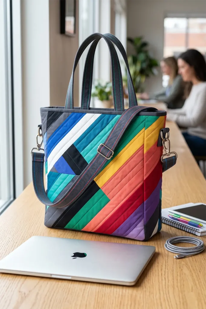 Convertible Geometric Jelly Roll 16-inch Laptop Totes for Creative Remote Work