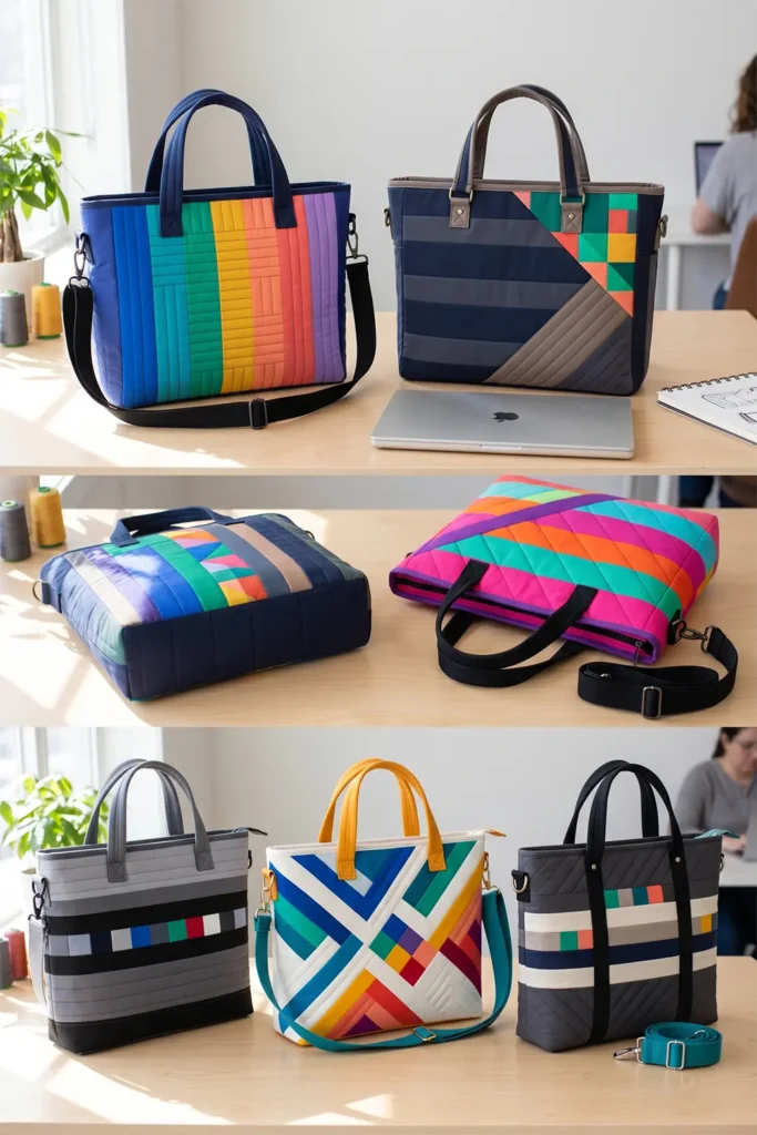 Convertible Geometric Jelly Roll 16-inch Laptop Totes for Creative Remote Work