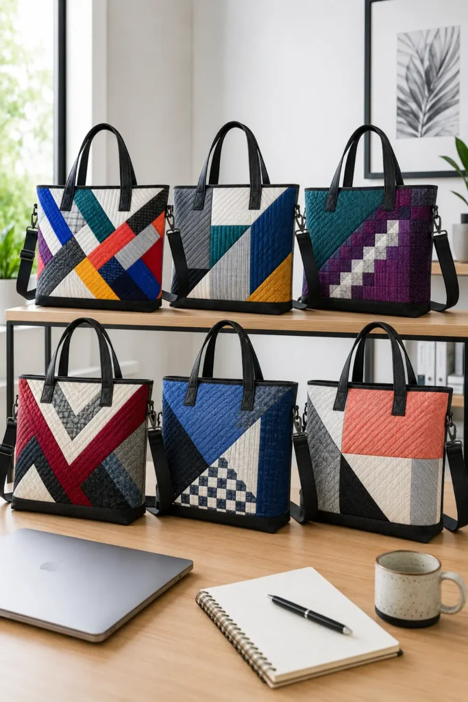 Convertible Geometric Jelly Roll 16-inch Laptop Totes for Creative Remote Work