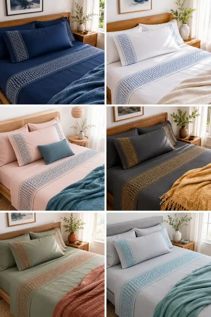 Cozy Hitomezashi (One-Stitch) Sashiko Bed Sheets for Textured Modern Homes