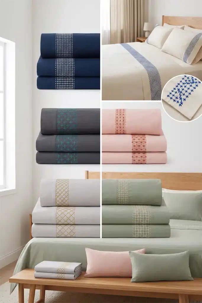 Cozy Hitomezashi (One-Stitch) Sashiko Bed Sheets for Textured Modern Homes