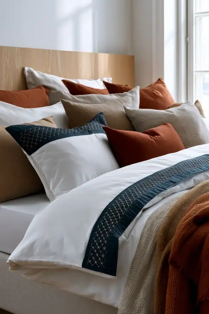 Cozy Hitomezashi (One-Stitch) Sashiko Bed Sheets for Textured Modern Homes