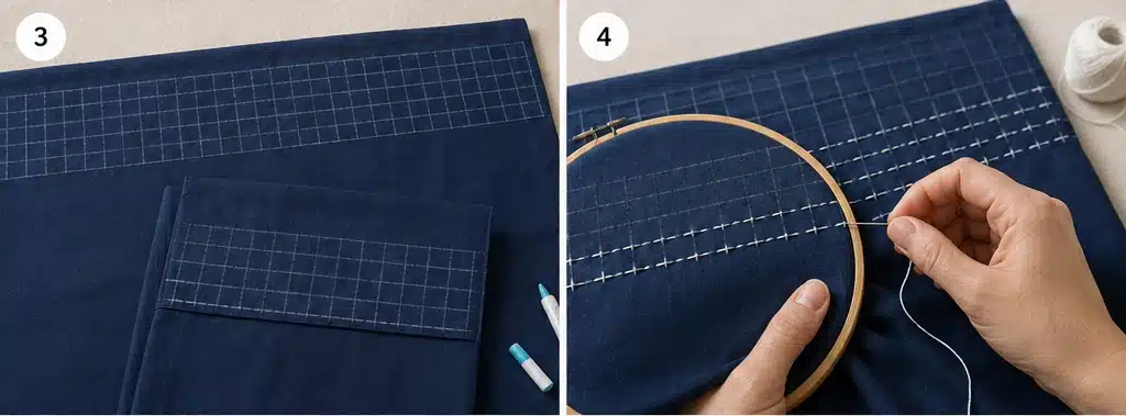 Cozy Hitomezashi (One-Stitch) Sashiko Bed Sheets for Textured Modern Homes