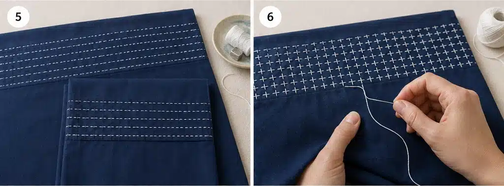 Cozy Hitomezashi (One-Stitch) Sashiko Bed Sheets for Textured Modern Homes