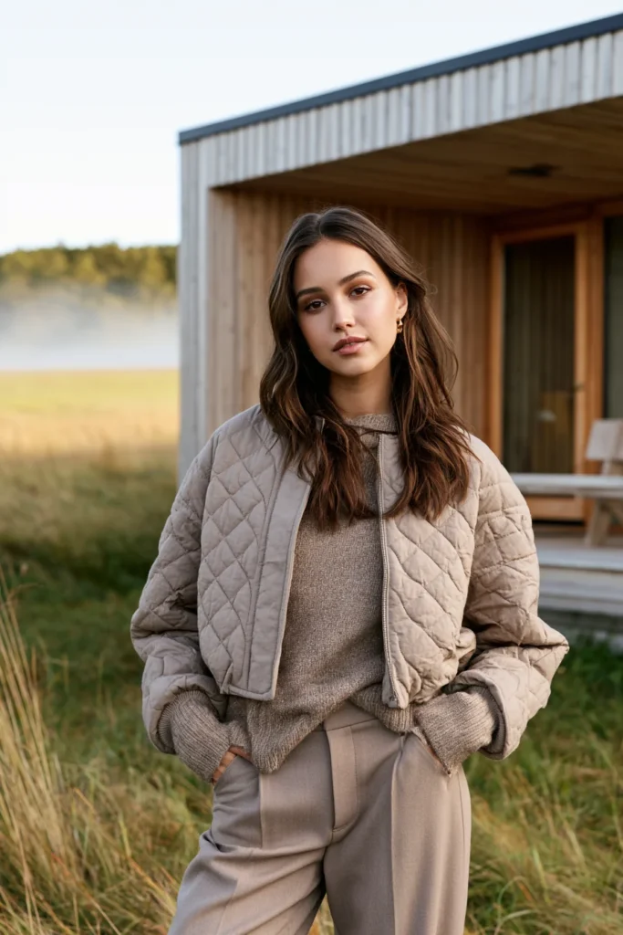 Cropped Boxy Quilted Jacket for a Modern Minimalist Silhouette