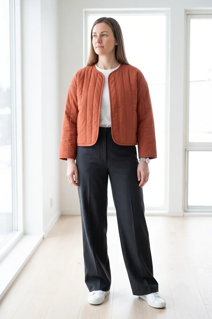 Cropped Boxy Quilted Jacket for a Modern Minimalist Silhouette