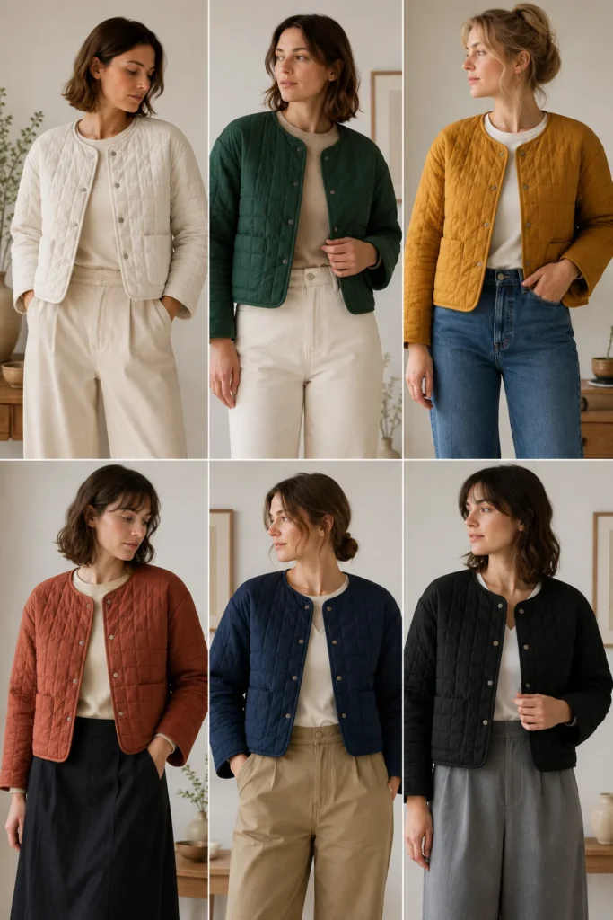 Cropped Boxy Quilted Jacket for a Modern Minimalist Silhouette