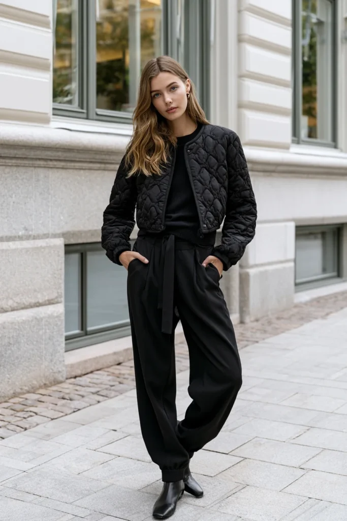 Cropped Boxy Quilted Jacket for a Modern Minimalist Silhouette