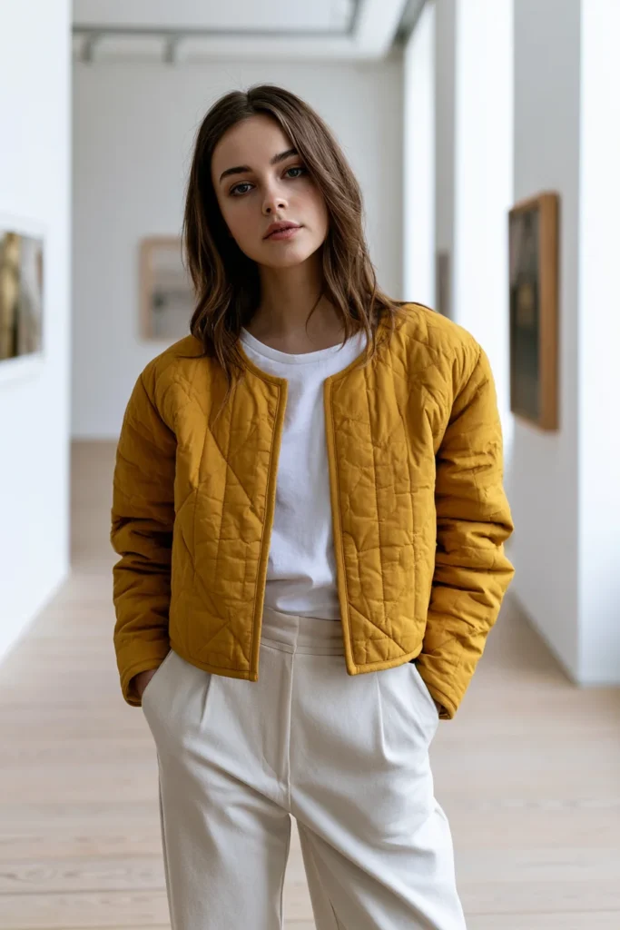 Cropped Boxy Quilted Jacket for a Modern Minimalist Silhouette