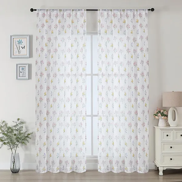 Ebesto Printed Floral Crinkle Sheer