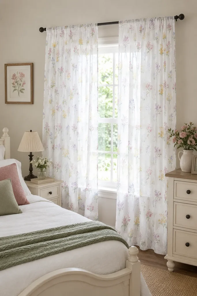 Ebesto Printed Floral Crinkle Sheer
