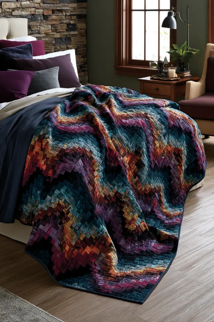 Elegant Modern Flame Stitch Bargello Quilt Patterns for Luxurious Bedrooms