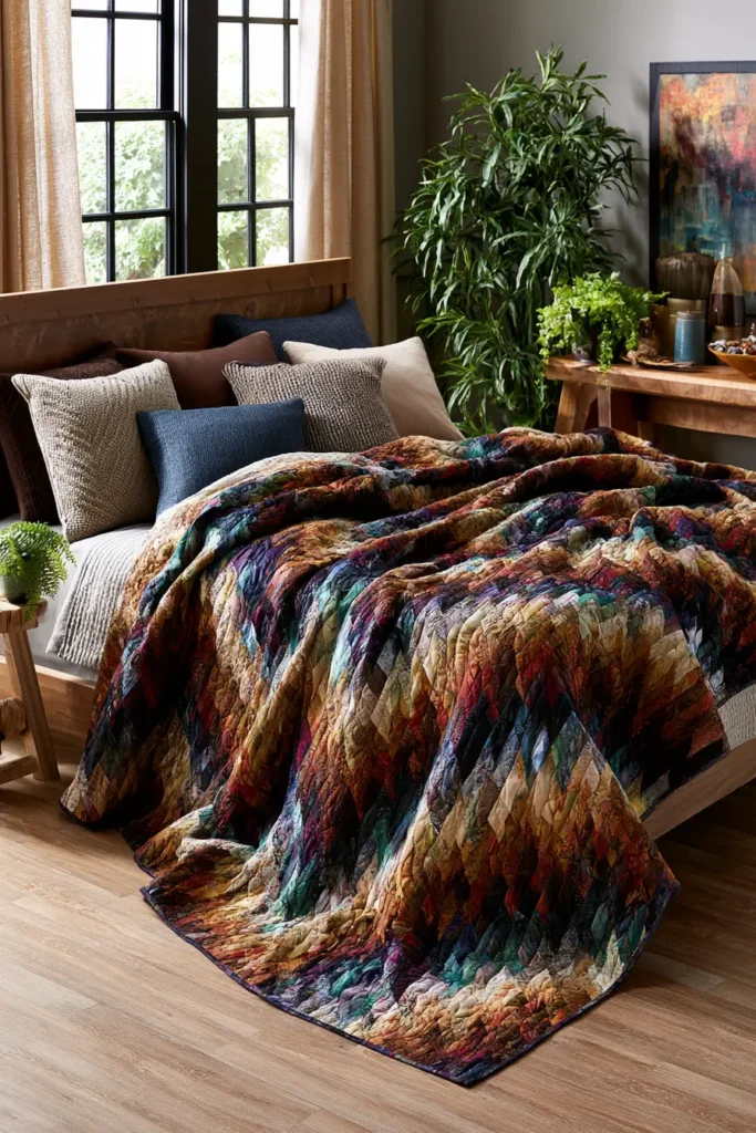 Elegant Modern Flame Stitch Bargello Quilt Patterns for Luxurious Bedrooms