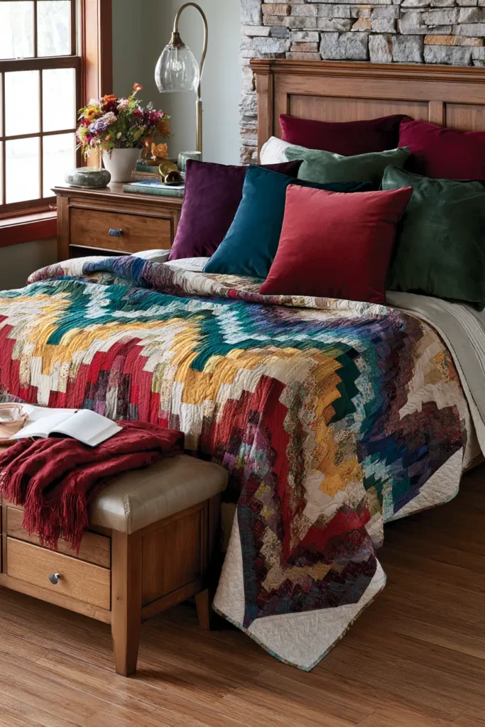 Elegant Modern Flame Stitch Bargello Quilt Patterns for Luxurious Bedrooms