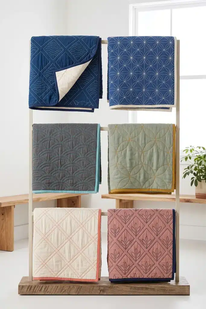 Elegant Moyozashi (Pattern Sashiko) Quilts for Serene Minimalist Bedrooms