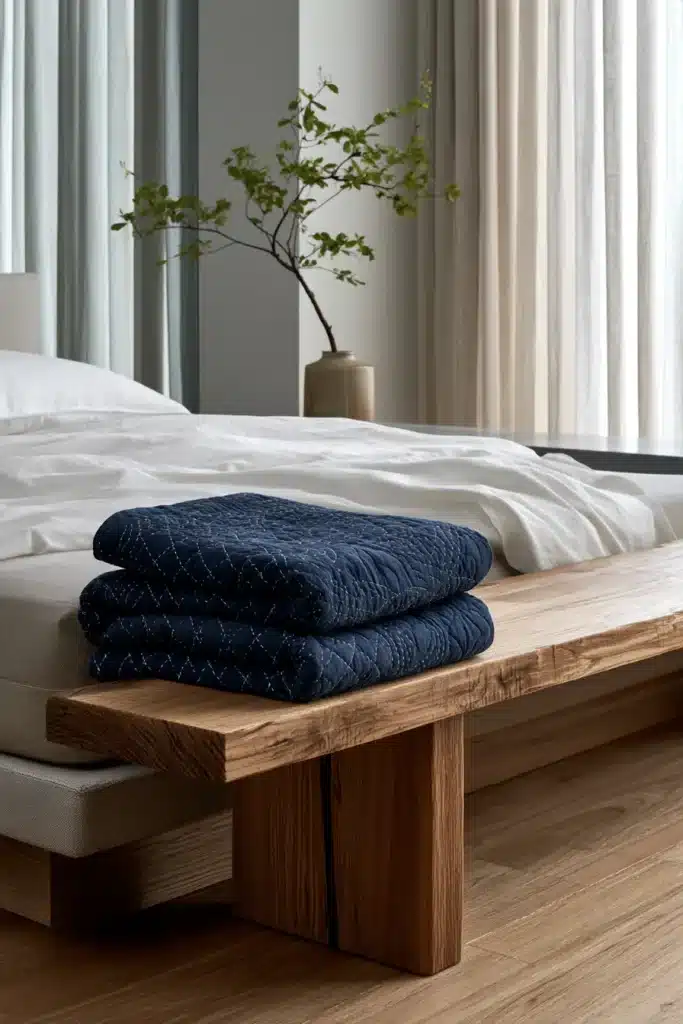 Elegant Moyozashi (Pattern Sashiko) Quilts for Serene Minimalist Bedrooms